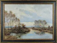 Paul Johann Walch, Krajobraz z Rzeką, po 1940, olej, płótno