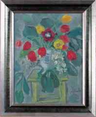 Jan Hrynkowski, Kwiaty, 1960, olej, płótno