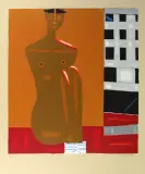 Akt na tle miasta by Jerzy Nowosielski, 1998, serigrafia barwna, papier, sold Sep 2004