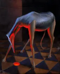 Marek Żelski, Pomarańczowa dziura, pastel, papier