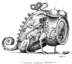 Jacek Yerka, Zegarek zaczepno-obronny, 2004, ołówek, papier