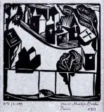 Janusz Maria Brzeski, Cmentarz paryski, 1929, drzeworyt, papier