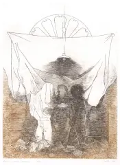 Jacek Waltos, Pieta – Ciemne świecenie, 1980, akwaforta, miękki werniks