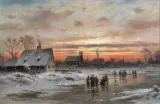 Paul Heitinger, Pejzaż zimowy o zachodzie słońca, 1901, olej, płótno