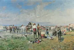 Tadeusz Ajdukiewicz, Targ koński - Na stepie, po 1890, olej, płótno