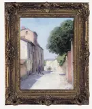 Richard Birnstengel, Uliczka w mieście, 1916, olej, tektura