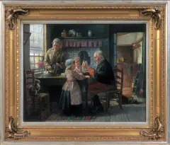 Otto Kirberg, U dziadków, 1890-1900, olej, płótno