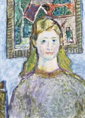 Jan Wodyński, Uśmiechnięta, 1983, olej, płótno