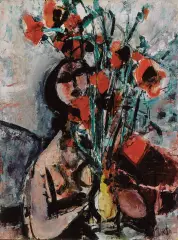 Zygmunt Menkes, Dziewczyna z makami, ok. 1950, olej, płótno