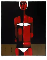 Jerzy Nowosielski, Pływaczka w białym kostiumie, 1999, serigrafia barwna, papier