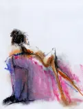Akt w różowym fotelu by Alicja Wahl, 1999, pastel, tusz pióro, papier, sold Sep 2004