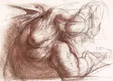 Akt z głową ptaka by Franciszek Starowieyski, 1994, pastel, papier, sold Sep 2004