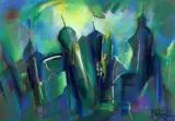 Ryszard Miłek, Kompozycja w zieleniach, 1997, pastel, papier
