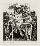 Jacek Gaj, Kuszenie z A., 1972, miedzioryt, papier