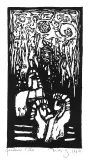 Jerzy Duda-Gracz, Żydzi w Synagodze, 1964, drzeworyt, papier