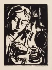 Maria Dunin-Piotrowska, Krawcowa, drzeworyt, papier
