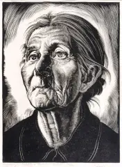 Nn Nn, Kobieta z Beskidów Śląskich, 1947, drzeworyt, papier