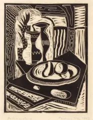 Tadeusz Wąs, Martwa natura, 1953, linoryt, papier