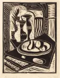 Tadeusz Wąs, Martwa natura, 1953, linoryt, papier