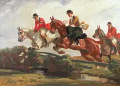 Angelo Jank, Skok przez przeszkodę, ok. 1930, olej, płótno