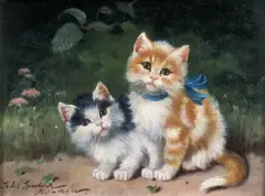 Sophie Sperlich, Kotki dwa, olej, deska