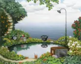 Jacuzzi, z serii Kieszonkowa Dżungla by Jacek Yerka, 2004, pastel, papier, sold Jun 2004