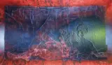 Józef Krzysztof Oraczewski, Postać leżąca II, 2000, collage, akryl, płótno