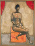 Akt siedzący by Jerzy Nowosielski, 1958, olej, płótno, sold Jun 2004