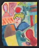 Bolesław Stawiński, Szkic do portretu kobiecego, przed 1949, akwarela, ołówek, papier