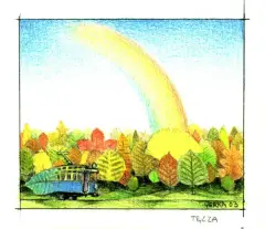 Tęcza by Jacek Yerka, 2003, kredki, ołówek, papier, sold May 2004