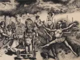 Karol Wieczorek, Kulturysta i baletnica, 1976, tusz pióro, papier