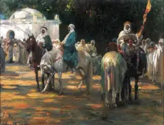 Alfred Wierusz-Kowalski, Przed meczetem, olej, płótno