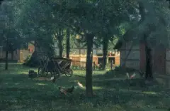 Paul Riess, Podwórko, ok. 1920, olej, płótno