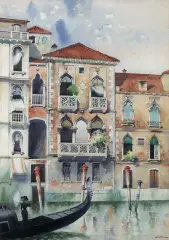 Stanisław Tondos, Motyw z wenecji, ok. 1885, akwarela, karton