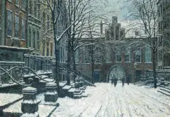 Willy Werner, Ulica Mariacka w Gdańsku zimą, ok. 1920, olej, płótno