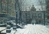 Willy Werner, Ulica Mariacka w Gdańsku zimą, ok. 1920, olej, płótno