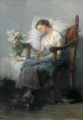 Agnes Grünenwald, Śpiąca, olej, płótno