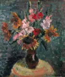 37. Bukiet kwiatów w wazonie by Efraim i Menasze Seidenbeutel, ok. 1930, olej, płótno naklejone na tekturę, offered May 2004