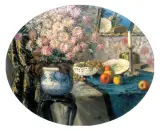 Robert Emil Stübner, Martwa natura z chryzantemami, 1913, olej, płótno