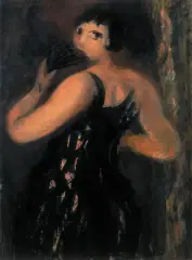 Zygmunt Menkes, Kobieta z wachlarzem, ok. 1930, olej, płótno
