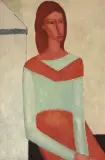 Roman Zakrzewski, Kobieta w seledynowej bluzce, 1989, akryl, płótno