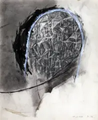 Marek Chlanda, Rysunek, 14 V 1990, ołówek, tusz, pastel, gwasz, karton kremowy