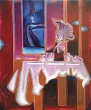 Józef Lucjan Ząbkowski, Nocne wnętrze, 1978, akryl, płótno