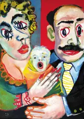 Marek Bieleń, W kolejce do M-3, 1989, olej, płótno