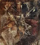 Teresa Rudowicz, Bez tytułu, 1958, collage, olej, płótno