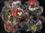 Na czarnej ścianie by Alfred Lenica, 1968, olej, płótno, sold Apr 2004