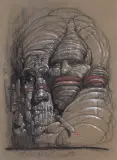 Głowy by Franciszek Starowieyski, 1987, pastel, papier, sold Apr 2004