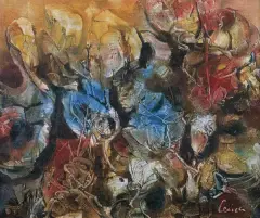 Bez tytułu by Alfred Lenica, 1975, olej, płótno, sold Apr 2004