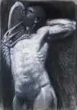 Akt z dusicielem by Franciszek Starowieyski, 1998, pastel, akwarela, papier, sold Apr 2004