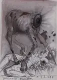 Tratowanie ideałów by Franciszek Starowieyski, 1998, kredki, akwarela, papier, sold Apr 2004